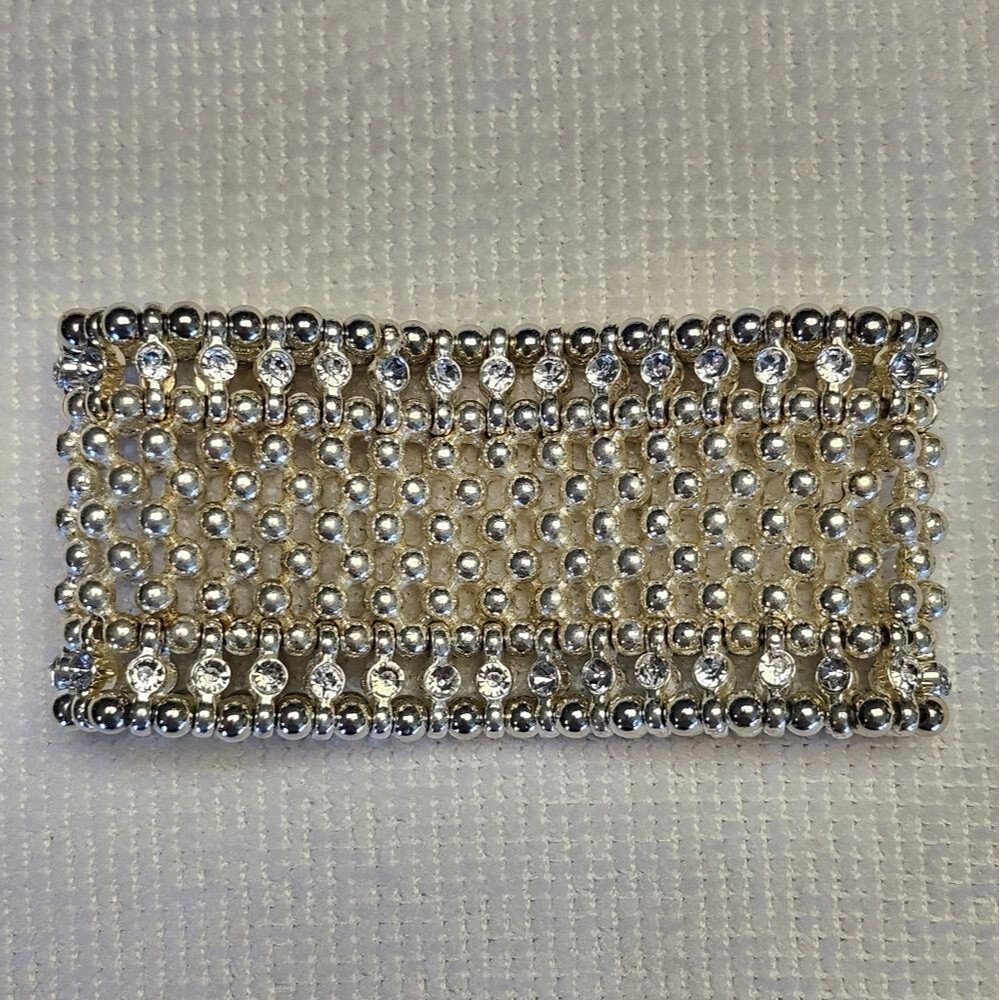 Silver and Gold Beaded Stretch Bracelet